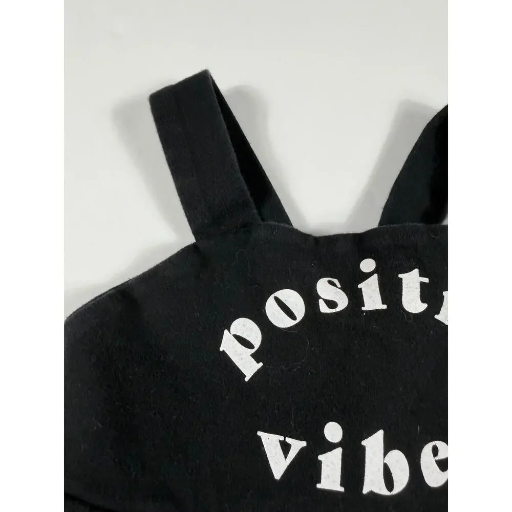Tiny Tribe Positive Vibes Black Cotton Dress Girls Size 4